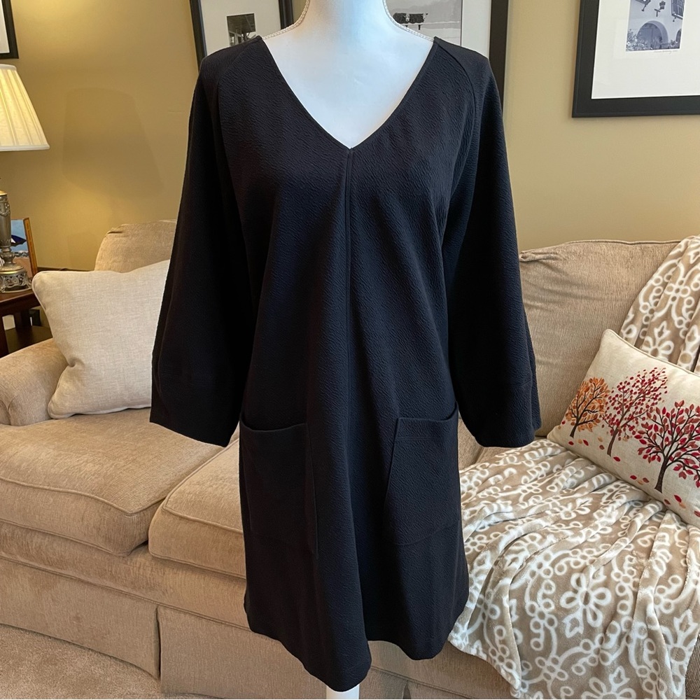 Anthropologie Maeve NWT Black Sweaterdress Bracelet Length Sleeve V Neck Size L